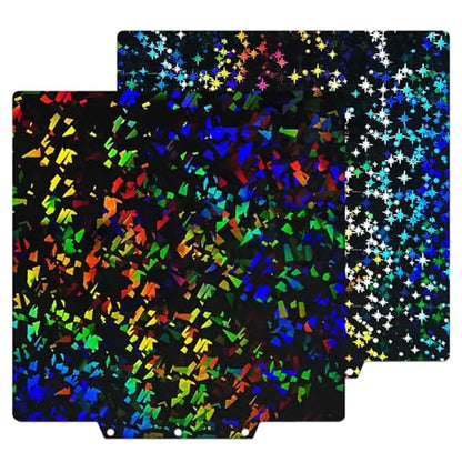 PEF+PEY Build Plate for Adventurer AD5X/5M/5M Pro, Rainbow Confetti +Galaxy Spring Steel Flexible Platform for Neptune 3 Pro/4, Kobra, Ender 3/3 Pro/3S1/3 v2, CR 20/CR 20 Pro, Ender 5/5 Pro - size: 235x235mm