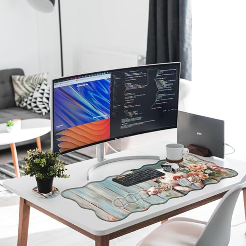 Large Gaming Mouse Pad, Keyboard Wrist Rest Pad & Wrist Support Mousepad Set, Stitched Edge, Extended, Non-Slip Base, Memory Foam Desk Mat for Office, Home,Funny Pig - color: Funny Pig