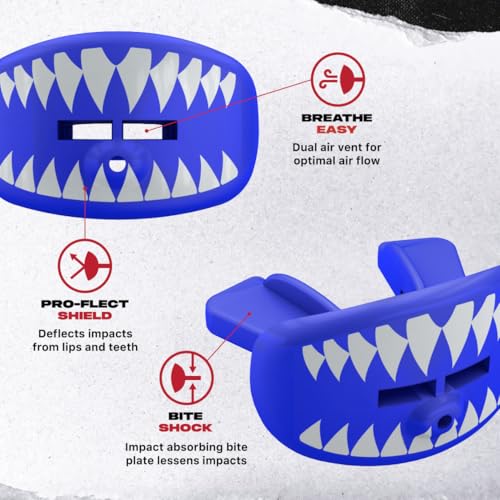 SAFEJAWZ Lip Guard, Football Mouth Guard with Detachable Strap - color: Shark
