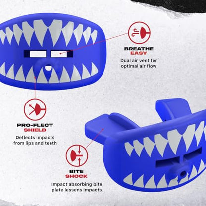 SAFEJAWZ Lip Guard, Football Mouth Guard with Detachable Strap - color: Shark