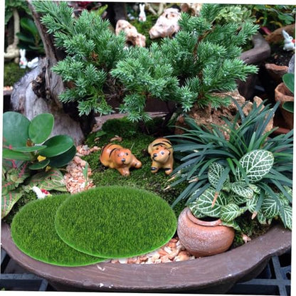 TOYANDONA 8pcs Round Artificial Grass Mats Fake Turf for Miniature Garden Lifelike DIY Grass Pad Moss Decorative Turf Wall Mat Faux Plants Indoor Zen Decor