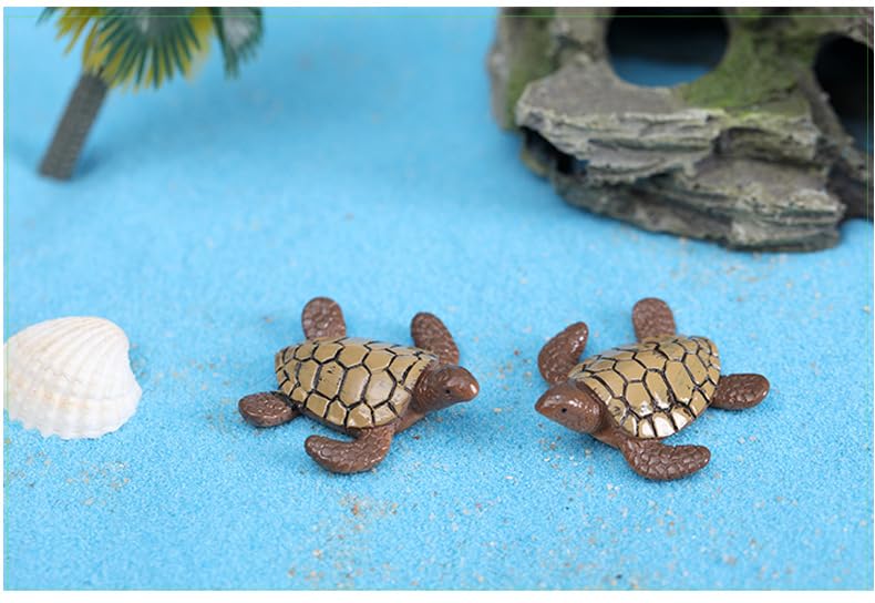 EMiEN 6pcs Simulated Sea Turtle,Resin Figurine, for Micro Landscape Decorations,Fairy Gardens,Fish Tank Decoration