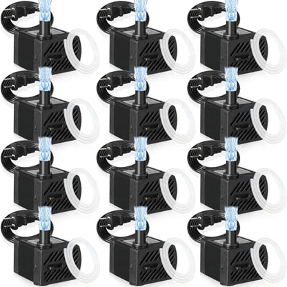 12 Set Mini Fountain Pump 50 GPH 3W Small Submersible Water Pump with 3.3 ft Tube Electric Quiet Aquarium aspirator for Fish Tank, Pond, Pool, Aquariums, Pet Fountain Hydroponics