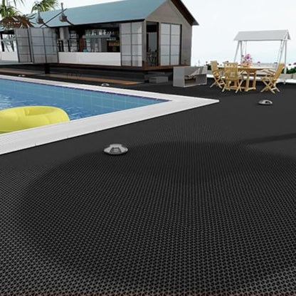 PVC Drainage Floor Mat Non-Slip Commercial Wet Area Mat for Outdoor and Indoor Restaurant Kitchen Bar Swimming Pool Splash Matting Water Drain Flooring Mat (Black, 4FTX16.4FT)