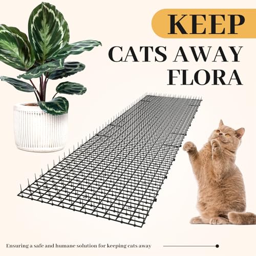 Hmyomina 8.2FT Cat Scat Mat for Cats - Anti-Digging Prickle Strips to Repel Cats, Include 6 Staples, Humane & Easy to Install Outdoor/Indoor Spike Mat