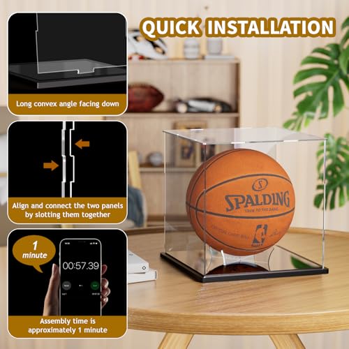 Basketball Display Case, Clear Acrylic Full Size Basketball Case - size: 11 x 11 x 11.4 inches