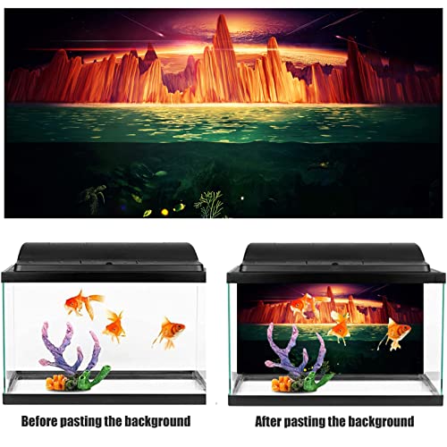 NIMOSA Aquarium Background Fish Tank Decorations Pictures 3D Effect PVC Adhesive Poster 3D Underwater Sea Mountains Earth Backdrop Decoration Paper Cling Decals Sticker,52x30cm - size: 52x30cm