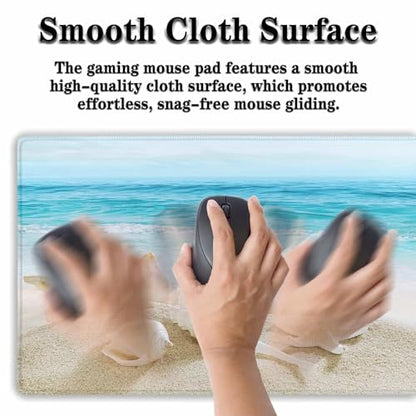 Office Desk Mat Keyboard Pad, Gaming Mouse Pad Large Desk Pad, the Desk Mat Waterproof Non-Slip Rubber Base, 35.4 X 15.7 inch for Work/Game/Office/Home Seashells, Ocean Seashells Sandy Beach - color: Seashells,Ocean Sea Shells Sandy Beach