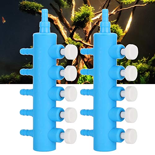 2PCS Air Distributor Plastic Fish Splitter Aquarium Air Control Lever Valve Distributor Control Air Pump Accessories with Valve - color: 5 Way