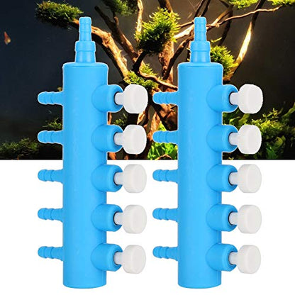 2PCS Air Distributor Plastic Fish Splitter Aquarium Air Control Lever Valve Distributor Control Air Pump Accessories with Valve - color: 5 Way