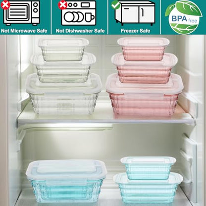 Set of 3 Food Storage Containers with Lids & Handle, BPA Free Plastic Meal Prep & Salad Bowl Containers To Go for Lunch, Salad Serving Bowls for Snack, Fruit, Veggie, Pink