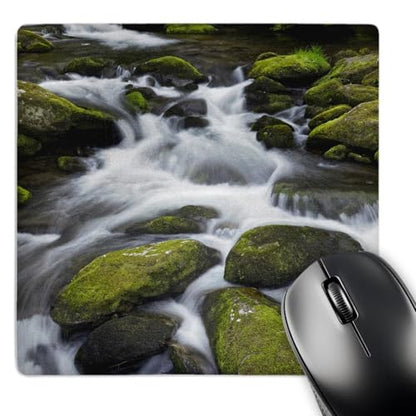 3dRose Moss Covered boulders and Stream, Little Pigeon River, Tennessee - Mouse Pads (mp-368347-1)