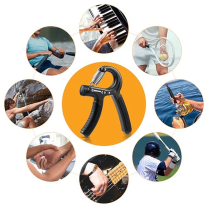 NIYIKOW 2 Pack Grip Strength Trainer, Hand Grip Strengthener, Adjustable Resistance 22-132Lbs (10-60kg), Forearm Strengthener, Perfect for Musicians Athletes - color: Carbon Black