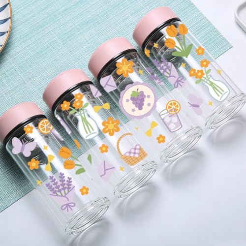 Peacoblue UV DTF Cup Wraps Transfer Stickers Picnic Fruits and Flowers Pattern, 10 Sheets Waterproof Custom Vinyl Transfer Sticker 16oz Coffee Glass Cup Tumbler Bottle Mug Decals for Men Women
