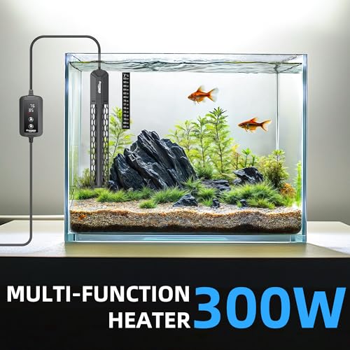 Aquarium Heater for Fish Tank: 100W/200W/300W/500W Submersible Fish Tank Heater with Over-Temperature and Off-Water Protection for 40-75 Gallon Saltwater and Freshwater - size: 300W(40-75gallon)