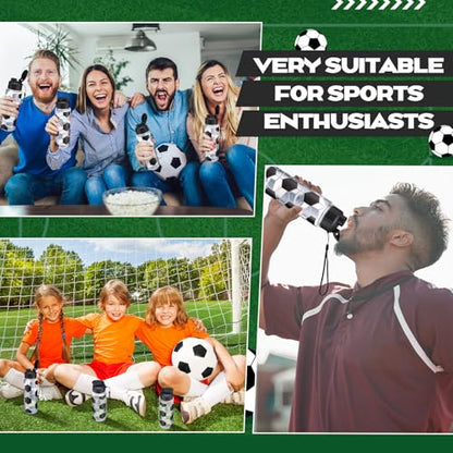 Mifoci 20 Pcs Sports Water Bottle Bulk, Soccer, Black and Clear - color: Black and Clear, size: Soccer