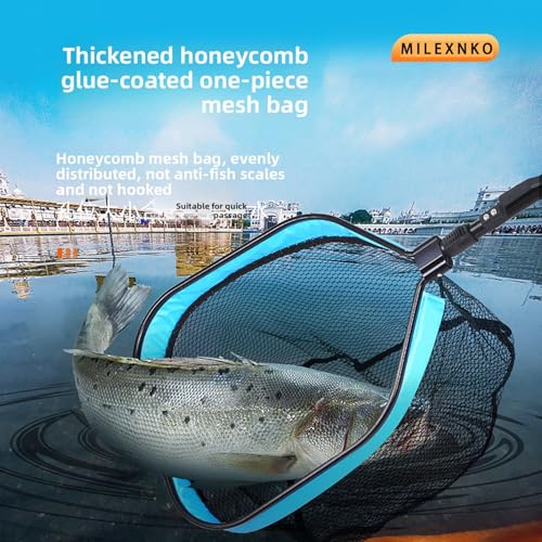 Foldable Telescopic Fish nets Fishing net Rubber Coated Shrimp net Suitable for Freshwater Salt Water with Soft EVA Foam Handle - size: 32", style: Pvc Copy Net
