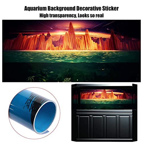 NIMOSA Aquarium Background Fish Tank Decorations Pictures 3D Effect PVC Adhesive Poster 3D Underwater Sea Mountains Earth Backdrop Decoration Paper Cling Decals Sticker,152x61cm - size: 152x61cm