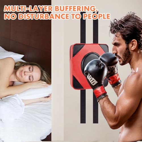 LuiceABC Wall Punching Boxing Pad, Wall Focus Target Foam, Boxing Fitness Wall Punch Bag, Leather and High Elastic Sponge Bag for Sports Training, Adjustable Height - style: Red