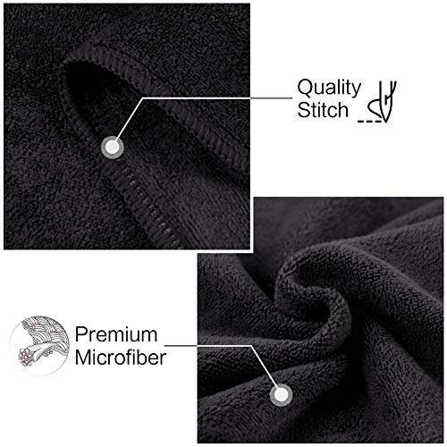 SUNLAND Microfiber Gym Bath Towels for Men Women 24x48In - color: Black X 2