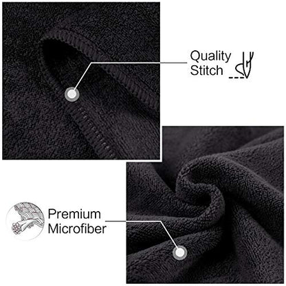 SUNLAND Microfiber Gym Bath Towels for Men Women 24x48In - color: Black X 2