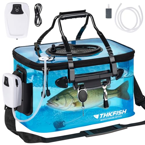 Foldable Transparent Fishing Bucket, 6 Gallon Foldable Bait Bucket, Live Fish Container Multi-Functional Bucket, Live Bait Bucket for Saltwater, Camping, Moving (23l/6Gallon with Aerator) - size: 6Gallon with Aerator