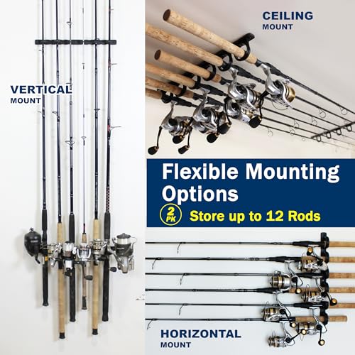 Rush Creek Creations Ceiling Fishing Rod Holder for 6 Rods, Fishing Gear - size: Two Pack