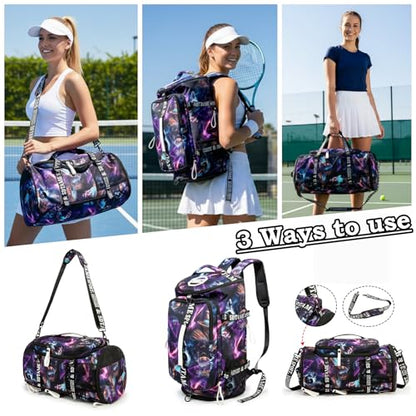 SDTAME Gym Duffel Backpack with Shoe Pocket & Laptop Sleeve - color: Metallic