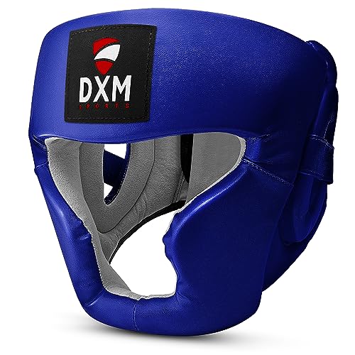 Boxing Headgear for MMA Training, Sparring Kickboxing - Adjustable Safety Head Guard for Muay Thai, Karate, Taekwondo - color: Blue, size: Medium