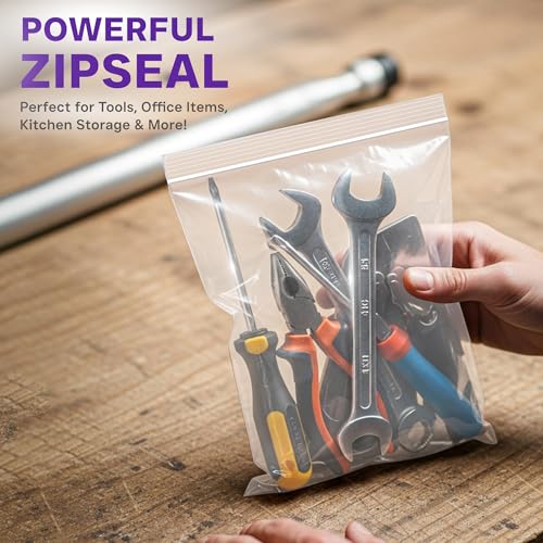 8 Mil Heavy Duty Zip Seal Lock Bags, 8"x10" 25 Pack, Quart Storage Bags | Waterproof Reusable Clear Plastic Baggies with Resealable Zipper for Sandwich, Freezer, Tools, Hardware, Industrial Parts - size: 8"x10"