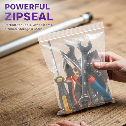 8 Mil Heavy Duty Zip Seal Lock Bags, 8"x10" 25 Pack, Quart Storage Bags | Waterproof Reusable Clear Plastic Baggies with Resealable Zipper for Sandwich, Freezer, Tools, Hardware, Industrial Parts - size: 8"x10"