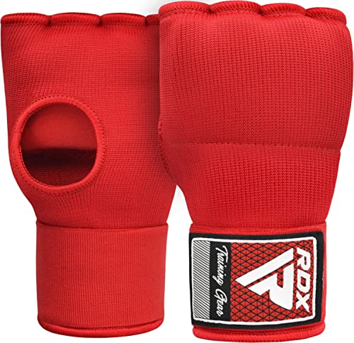 RDX Gel Boxing Hand Wraps Inner Gloves Men Women, Quick 100cm Long Wrist Straps, Elasticated Padded Fist Under Mitts Protection, Muay Thai MMA Kickboxing Martial Arts - color: Red, size: Small