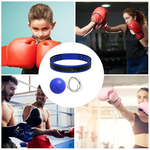 Boxing Reflex Ball Headband Multifunctional Fun Effective Hand Eye | Beginners Reflex Punching Ball Boxing Gear for Adults Enthusiasts Families Friends Amateurs Lovers Fun Sp - color: Blue ball