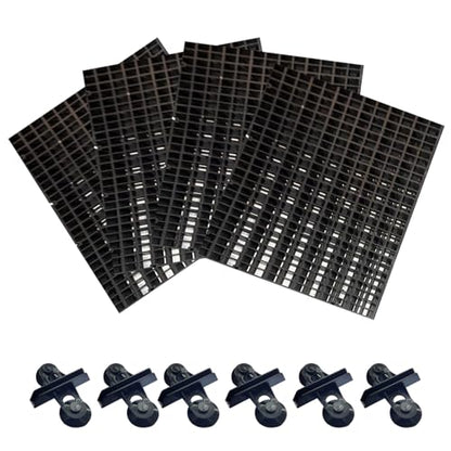 4pcs Aquarium Lid Hood Fish Tank Top Cover Terrarium Lid Plastic Grid Panel Egg Crate Grate with 6 Aquarium Glass Cover Board Clip Fish Tank Lid Anti-Jumping Net Cover (Black,11.6*11.6inch)