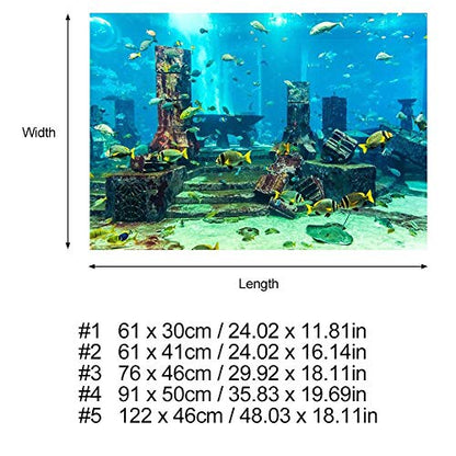 Fish Sticker Background,Fish Sticker, Aquarium Background PVC Aquarium Background Underwater Poster Fish Wall Decorations Sticker (61 x 41cm)
