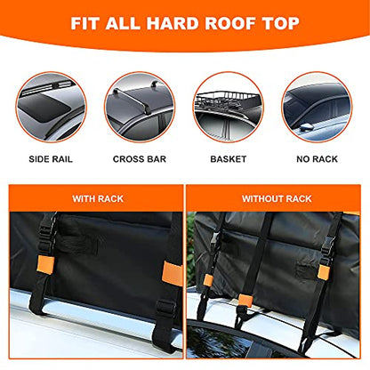 Car Roof Bag Rooftop Cargo Carrier Bag Waterproof 21 Cubic Feet roof Cargo | Soft Shell Luggage rack bag for All Vehicle with/Without Rack,Includes Anti-Slip Mat,10 Reinforced Straps,6 Door Hooks,Lock - size: 21 Cubic Feet