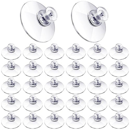 30 Pcs Suction Cups 50 mm/ 1.97 Inch Clear PVC Suction Cups with Screw Nut Strong Adhesive Sucker Pads Without Hooks for Wall, Glass, Window, Car, Door, Bathroom, Shade, Cloth