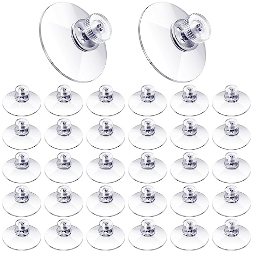 30 Pcs Suction Cups 50 mm/ 1.97 Inch Clear PVC Suction Cups with Screw Nut Strong Adhesive Sucker Pads Without Hooks for Wall, Glass, Window, Car, Door, Bathroom, Shade, Cloth