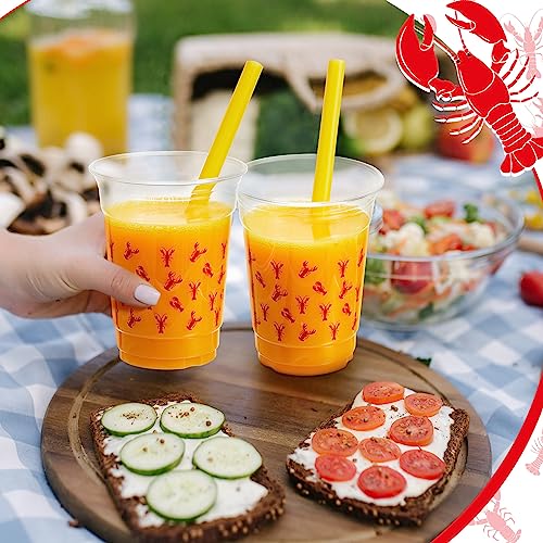 Tanlade 50 Pcs 12 oz Crawfish Boil Cups Lobster Birthday Party Cups Disposable Seafood Boil Party Supplies Plastic for Lobster Seafood Shrimp Birthday Decoration