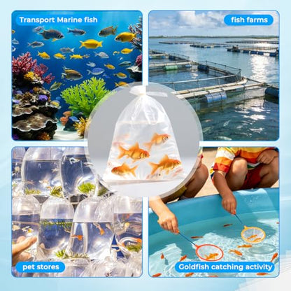 6"x12" 2 Mil Clear Plastic Fish Shipping Bags, 50 Pack, Double Bottom Seal Leak-Proof Heavy Duty Poly Bags for Live Fish Transport, Aquarium, Industrial & Healthcare Use