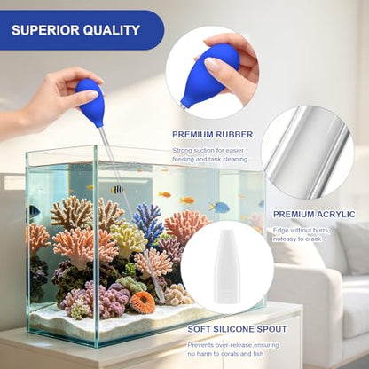 18.5" Coral Food Feeder Pipette for Axolotl Tank, Long Aquarium Spot Feeding Tube for Reef Marine Fish, Aquatic Plant Fertilizer Syringe, Fish Tank Accessories, 2 Pcs