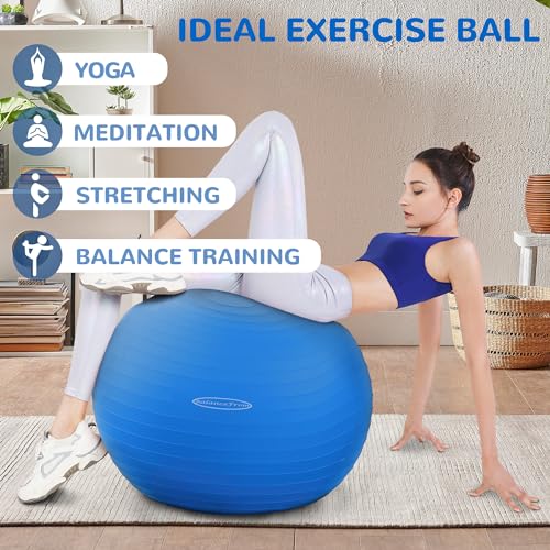 Fitvids Anti-Burst and Slip Resistant Exercise Ball Yoga Ball Fitness Ball Birthing Ball with Quick Pump - color: Blue, size: XXL(31-34in/78-85cm)