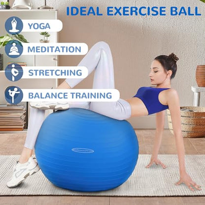 Fitvids Anti-Burst and Slip Resistant Exercise Ball Yoga Ball Fitness Ball Birthing Ball with Quick Pump - color: Blue, size: XXL(31-34in/78-85cm)