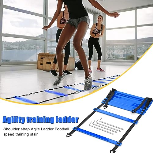 Football Training Equipment | Speed Agility Training Set, Including 1 Agility Ladder, 4 Steel Piles,12 Disc Cones,1 Resistance Umbrella .| for Athletes/Sports Including Football & Basketball