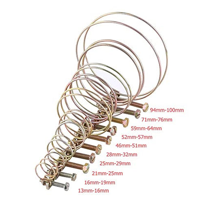 10pcs Double Wire Hose Clips Adjustable Double Wire Water Hose Barb Clamp Pipe Clip Hoop Plumbing Fastener (32mm（28-32）)