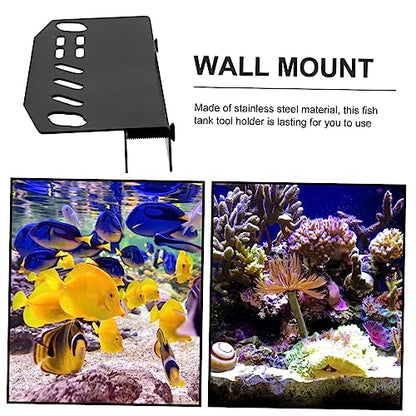 Mikikit Aquarium Tool Holder Wall-Mounted Organizer for Fish Tank Maintenance Tools and Stable Storage Rack for Aquatic Pruning Scissors and Tweezers Easy Installation Screws