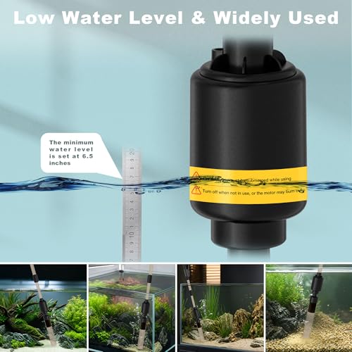 10-100 Gallon Fish Tank Vacuum Gravel Cleaner Electric: Aquarium Vacuum Gravel Cleaner with Adjustable Flow Sock Filter and Water Circulation，DC24V Strong Suction Quiet Pump for Fresh Salt Turtle Tank | One handed sand washing | Internal circulation filtr
