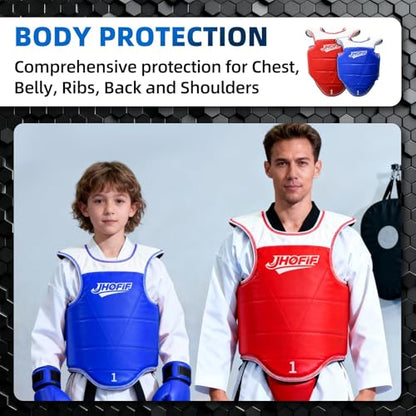 Martial Arts Chest Guard - Boxing Body Protector, Reversible Taekwondo Sparring Gear with Adjustable Straps, High-Density Foam Padding for MMA/Karate Training - size: 3
