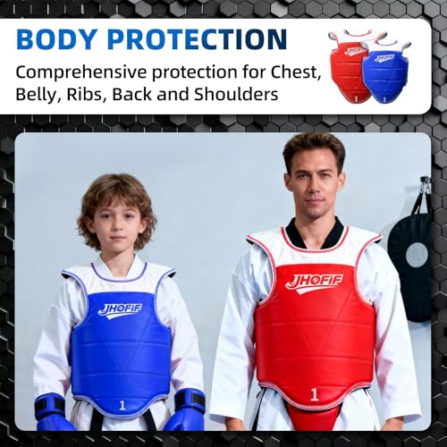 Martial Arts Chest Guard - Boxing Body Protector, Reversible Taekwondo Sparring Gear with Adjustable Straps, High-Density Foam Padding for MMA/Karate Training - size: 2