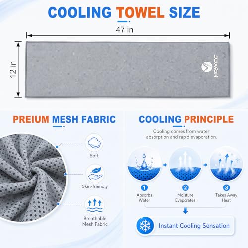 YQXCC 2 Pack Cooling Towels (47"x12"), Ice Cool Towel for Neck & Face - color: Purple/Light Gray